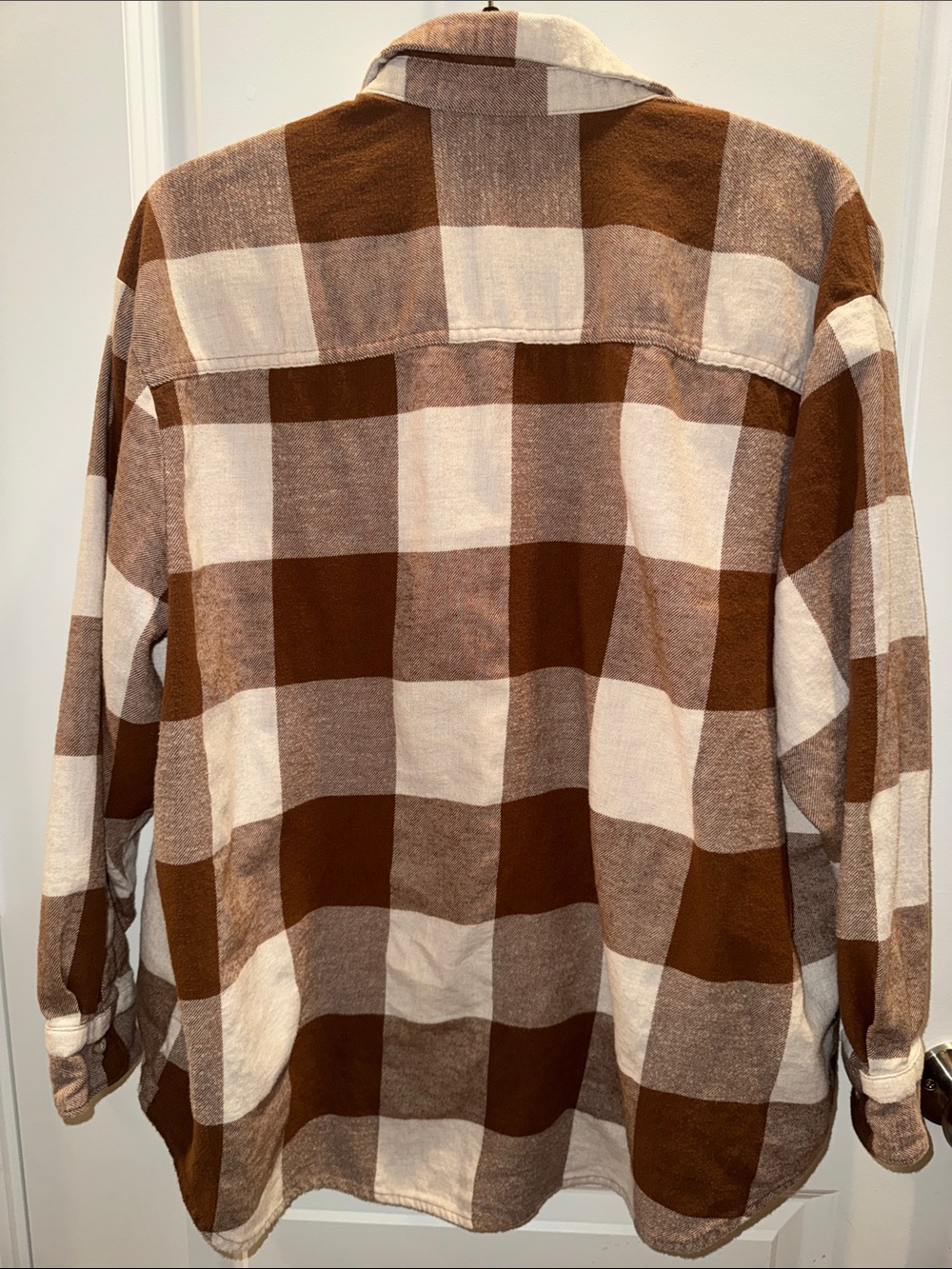 Old Navy Fabulous Flannel Brown & Cream Buffalo Plaid Shirt Sz XL - Picture 3 of 3